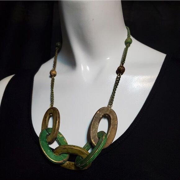 Vintage Green & Brown Necklace - Picture 1 of 5